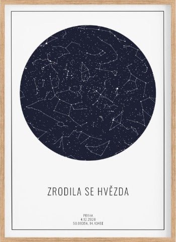 hvězdná mapa životního okamžiku na míru obraz plakát dekorace originální dárek Galamaps